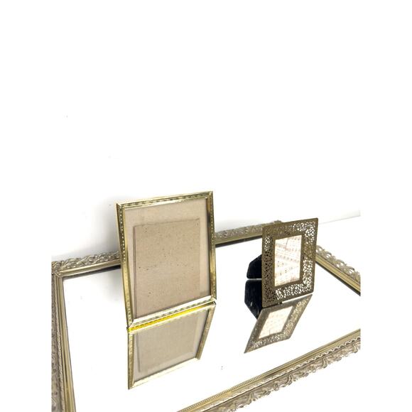 Set of Two Vintage Gold Metal Frames, Small Gold Filigree Frame - Picture 1 of 10